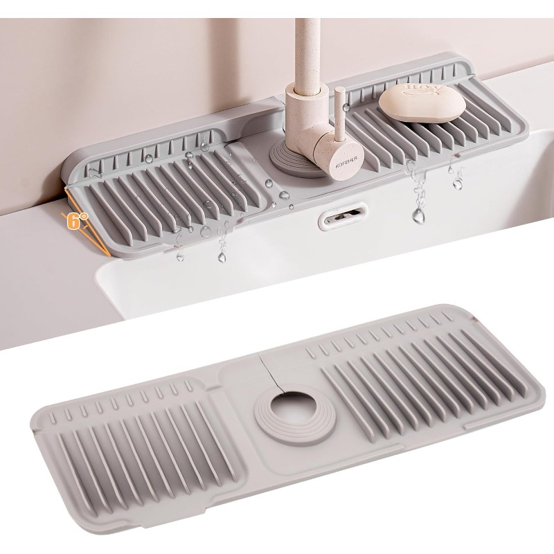 Silicone Tap Washer - キッチンシリコン製蛇口スプラッシュマット、折りたたみ式蛇口水受けマット、シンクスプラッシュパッド、キッチン/バスルーム用カウンタートッププロテクター