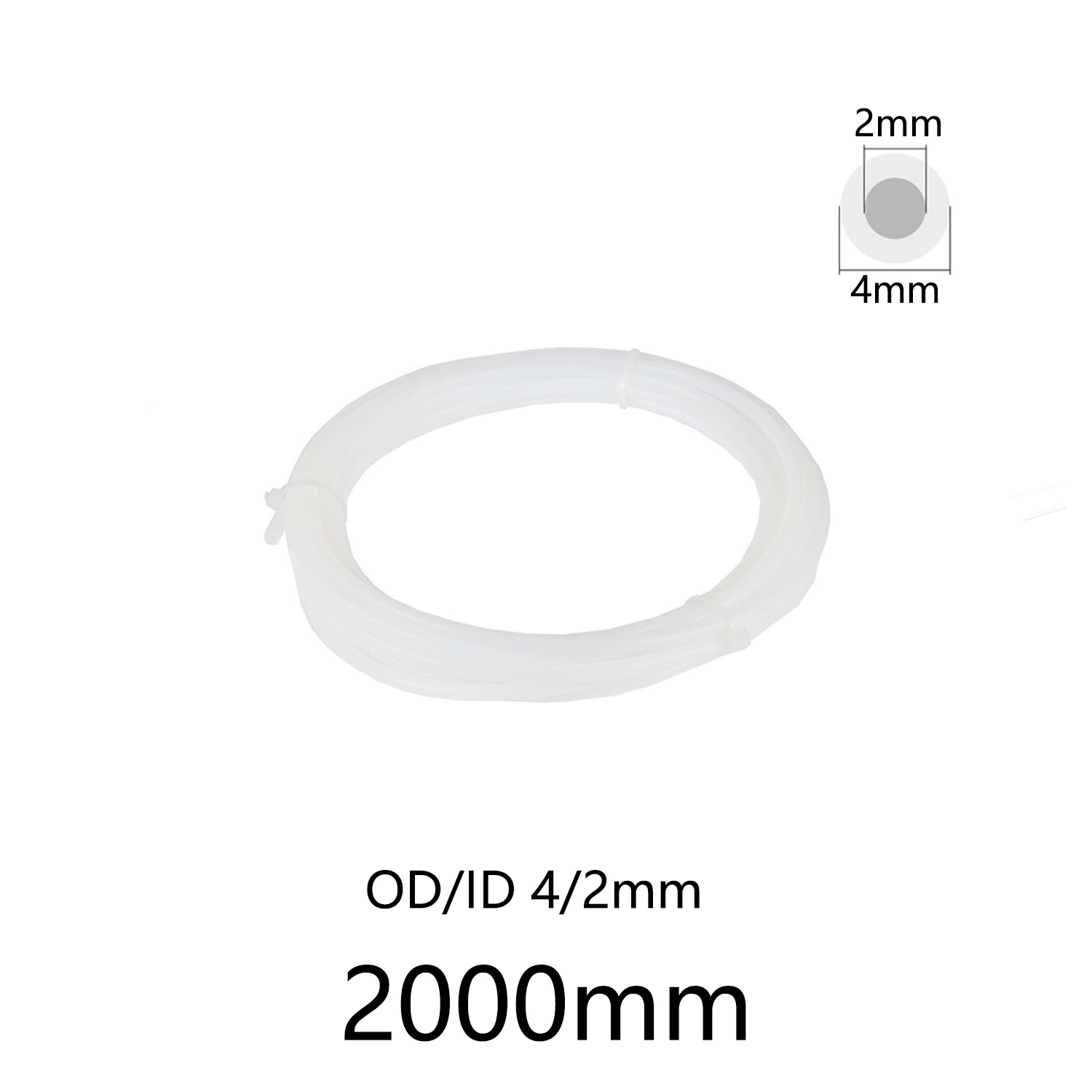 Ptfe Tape Thread - PTFEチューブ 1本、外径4mm、内径2mm、長さ2000mm、白色フレキシブルテフロンチューブ、3Dプリンター押出機用