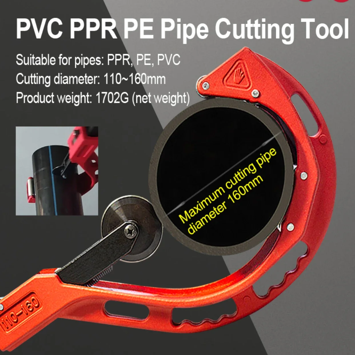Pipe Cutter Ratchet - ローラータイプステンレス鋼チューブカッター金属はさみ 110-200 ミリメートル PVC/PP/PE ベアリングパイプカッター銅管配管切削工具