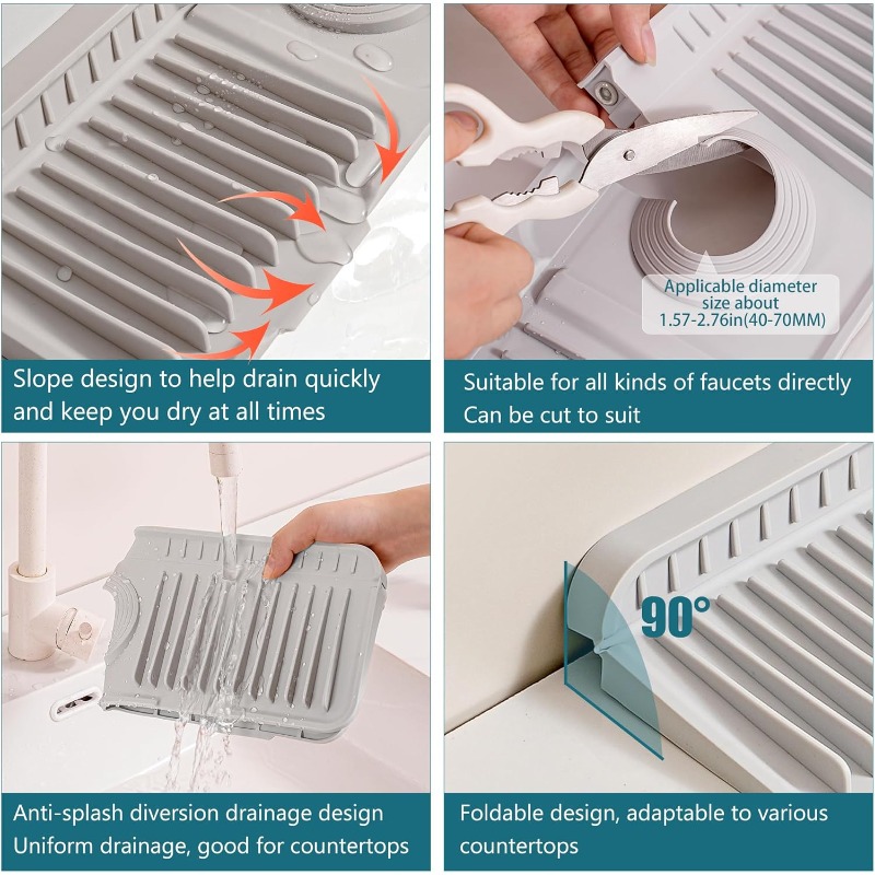 キッチンシリコン製蛇口スプラッシュマット、折りたたみ式蛇口水 - Silicone Tap Washer のレビューと価格