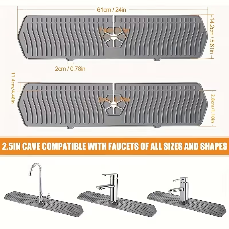 24インチキッチン排水パッドシリコンシンク蛇口マットスプラッ - Silicone Tap Washer のレビューと価格